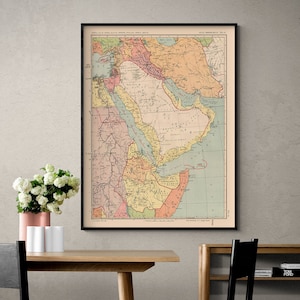 Middle East Africa - Streit 1913, Old Map of Africa Print, Poster Of Middle East, African Map Wall Decor, Rustic Map Wall Decor
