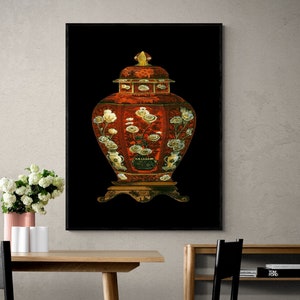Jarrón de porcelana roja I, decoración de sala de estar con arte de cerámica, jarrón rojo para comedor principal, decoración de vestíbulo de hotel, jarrón tradicional extragrande.