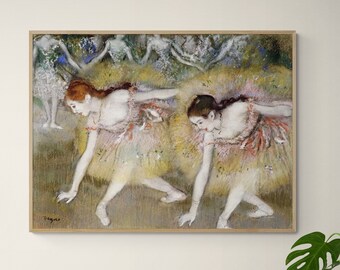 Dancers Bending Down by Edgar Degas, Framed Degas Wall Art, Degas Oil Painting Print,Ballerinas Poster Print,Ballet Wall Art,Framed Wall Art