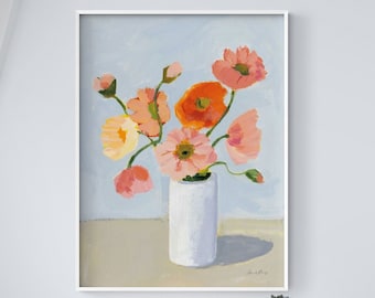 Iceland Poppies by Pamela Munger, Framed Flowers in Vase Painting Print, Floral Oil Painting Print, Delicate Botanical Print,Nature Wall Art