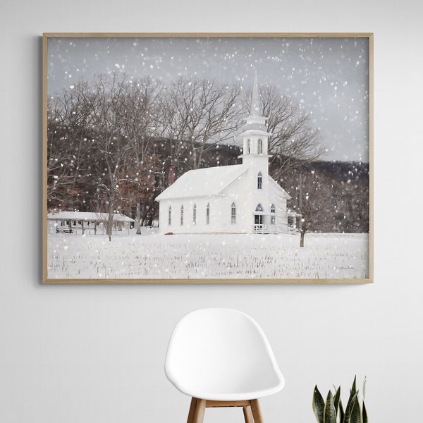 Snowy Church Etsy