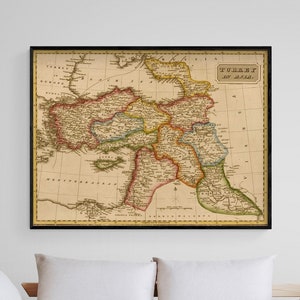Turkey in Asia Middle East 1817, Antique Map Of Asia, Turkey Poster Print, Old Map of Middle East, Vintage Turkey Map Print,History Wall Art