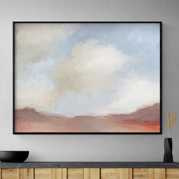 Skies above the Canyon by Leah Straatsma, Framed Landscape Oil Painting Print, Cloudy Sky Print, Canyon Art Print, Sky Oil Painting Print