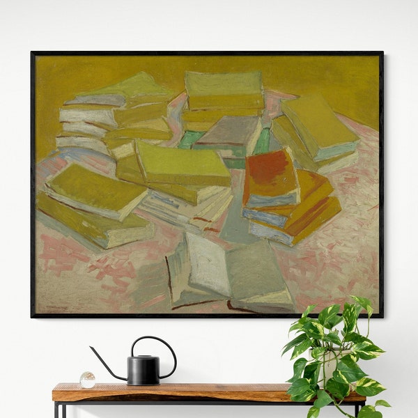Piles of French novels by Vincent van Gogh, Bookstore Wall Decor, Home Library Artwork, Reading Room Decor, High School Library Art