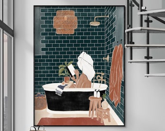 Bathroom Babe by Sophie Bek, Clean Girl Aesthetic Bath Time Poster, Soft Girl Master Suite Decor, Cute Airbnb Bathroom Wall Art