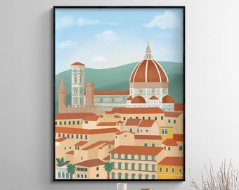 Florence by Petra Lizde, Giotto's Bell Tower Poster Artwork, Florence Italy Art, Florence City View Print, Italian Gift Idea