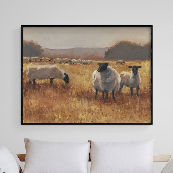 Dorper Sheep Painting Print, Sheep Farmer Wall Art Print, White Sheep Wall Art, Dorper Baby Sheep Farmhouse Living Room Decor