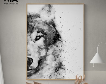 アート・デザイン・音楽 WOLS PHOTOGRAPHS WATERCOLOURS ETCHINGS Amazon.com: Watercolor Wolf Head Painting, Wolf Wall Art