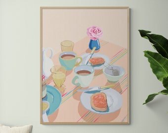 Framed Breakfast Egg Bread Kitchen Food 5 Piece Canvas Print Wall Art Decor 