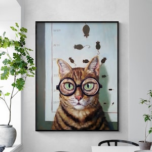 Ophthalmology Office Waiting Room Decor, Optometry Decor Idea, Eye Clinic Wall Art, Optometry Office Art, Cat Wearing Glasses