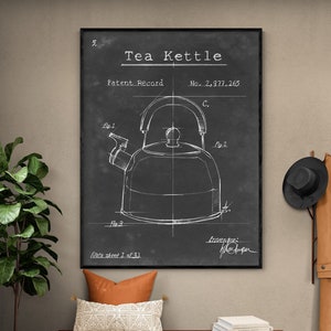 Retro Vintage Black And White Tea Kettle Posters, Art Prints by - Interior  Wall Decor #1121179