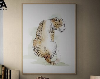 Jaguar Painting Print, Framed Jaguar Art Print, Big Cat Wall Art Print, Safari Animals Wall Decor, Framed Wall Art, Oversized Wall Art
