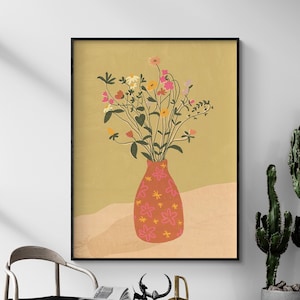 Impresión artística de pared con diseño de flores de Plant Lady, para dormitorio femenino, póster de flores coloridas, póster de pintura floral.