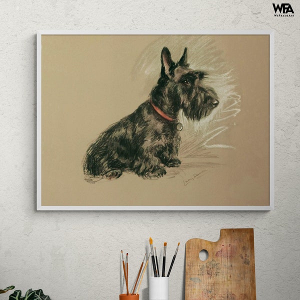 Scottish Terrier Print, Framed Terrier Wall Art, Scottish Dog Poster print, Small Doggo Wall Art, Cute Dog Poster Print, Framed Wall Art