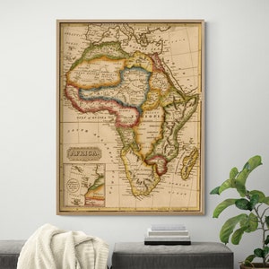 Africa 1817 by Vintage Maps, Antique Map Of African Countries, African House Decor, Vintage African History Poster,Geography Classroom Decor