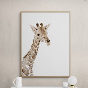 Watercolor Giraffe Painting Print, Framed Giraffe Wall Art, Safari Animal Poster, Watercolor Wall Art, Animal Portrait Print,Framed Wall Art