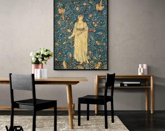 Flora by William Morris, Framed Medieval Design Print, Flora Tapestry Poster Print, Framed William Morris Tapestry Print, Spring Poster