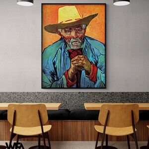 Patience Escalier by Vincent Van Gogh, Old Man Print, Male Oil Painting Print,Van Gogh Portrait Print,Framed Famous Art,Van Gogh House Decor