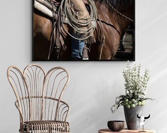 Cowboy Chaps Art Print, Rodeo Ranch Decor, Western Horse Artwork