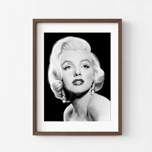 Marilyn Monroe Hollywood Art Print, Black and White Glamour image 4