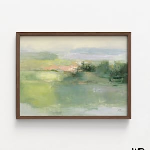 Gentle World by Julia Purinton, Green Watercolor Painting Print, Soft Green Art, Watercolor Landscape Print, Green Nature Painting image 9