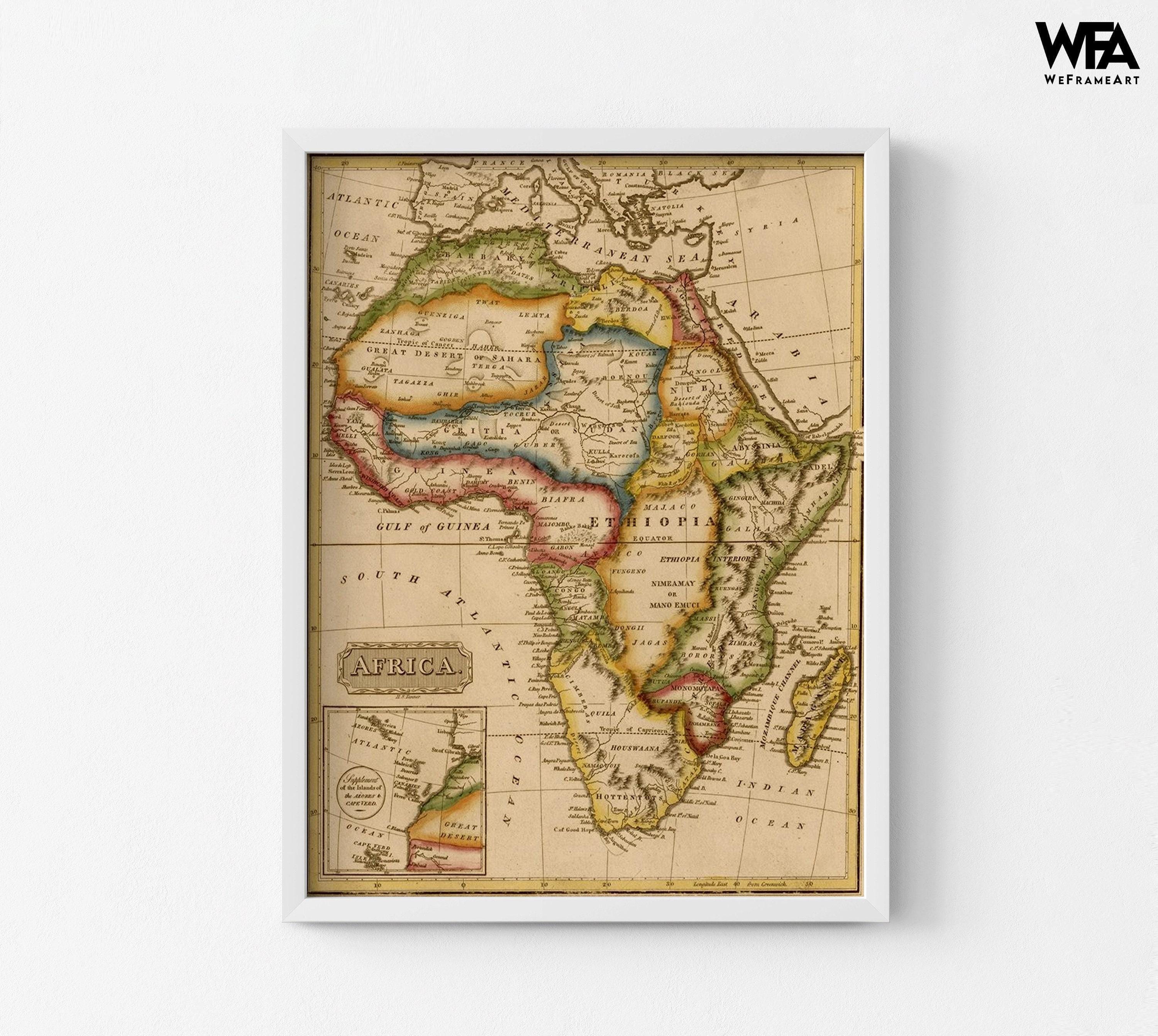 モーニング 確認用 Africa 1817 Map Print, Antique African Countries, Geography