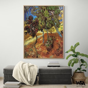 Tree In Garden St Paul Hospital by Vincent Van Gogh, Garden Oil Painting Print, Van Gogh Tree, Floral Art Print, Botanical Painting Print
