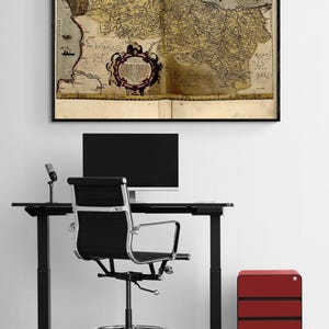 Portugal 1650, Old Book Page Print, Portugal Wall Art, Antique European Travel Map Print, Traveler Perfect Gift Idea, Rustic Living Room Art