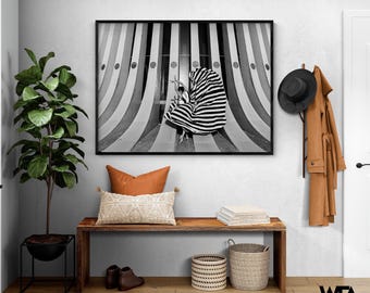 Striped Dancer by Shay Lev Ari, Ballerina Photography Print, Dance Studio Wall Art, Black and White Dancer Poster, Woman Wall Decor
