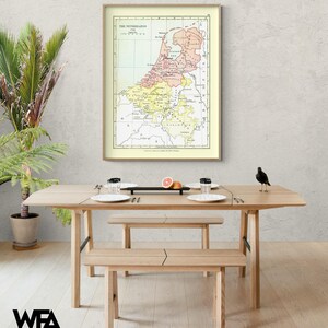 Europe Netherlands 1702 - Gardiner 1902, European Map Poster, Rustic Home Studio Decor, Classroom Wall Art, Framed Geography Decor