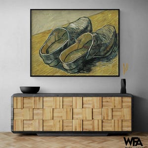 A pair of leather clogs by Vincent Van Gogh, Shoe Wall Art, Clogs Art Print, Van Gogh Shoes Print,Van Gogh Famous Painting,Leather Shoes Art