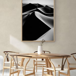 Desert Photography Print, Framed Arid Landscape Wall Art, Sand Dunes Wall Print, Black and white Photo, Framed Wall Art,Oversized Wall Art