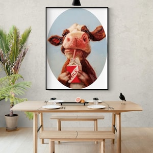 Quality Control by Lucia Heffernan, Funny Cow Wall Art, Dairy Products Wall Art, Dairy Milk Poster Print, Framed Milk Poster