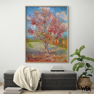 Pink Peach Tree In Blossom by Vincent Van Gogh, Pink Tree Art, Peach Tree Painting Print, Van Gogh Tree Print,Peach Wall Art,Framed Wall Art