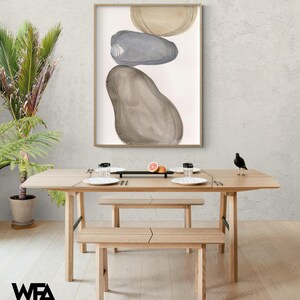 River Rocks Contour II by Laura Marr, Watercolor Brown Abstract Nature Print, Natural Rocks Spa Decor, Hospital Waiting Room Art