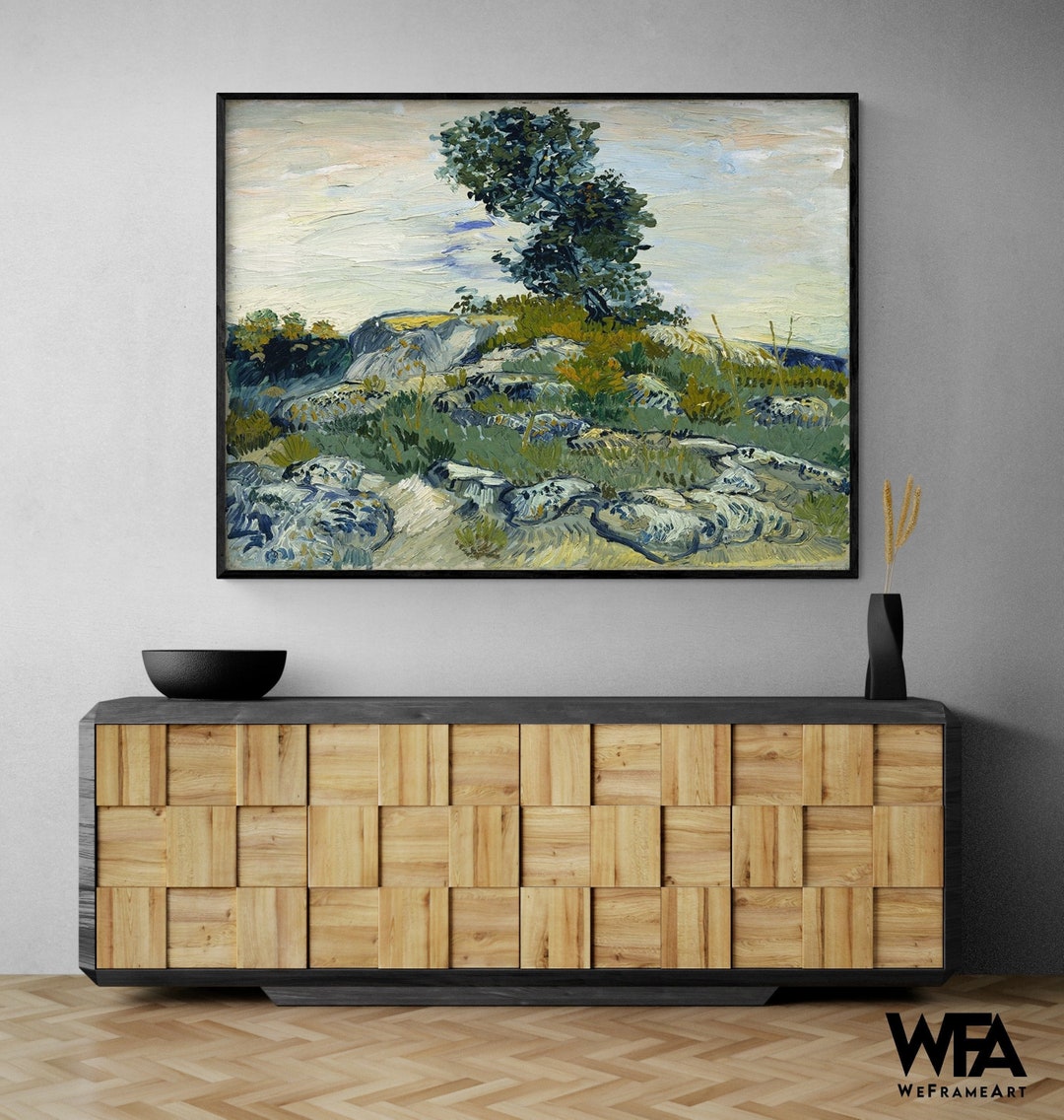 Rocks With Oak Tree by Vincent Van Gogh, Framed Van Gogh Art, Vincent ...