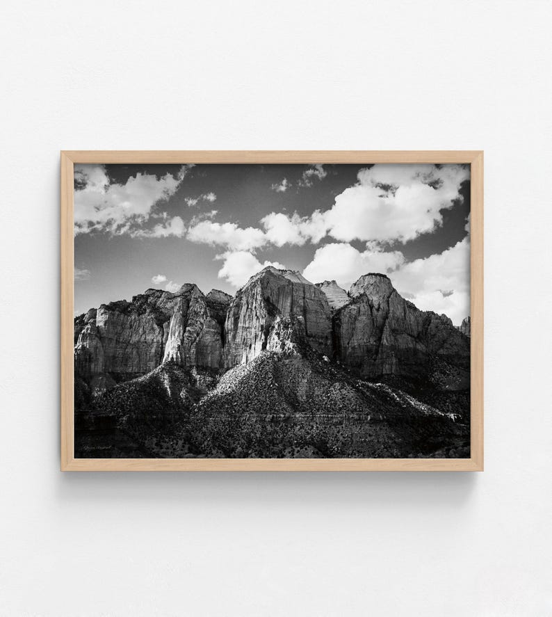 Zion National Park Photo, Black and White Canyon, Framed Wall Art image 6