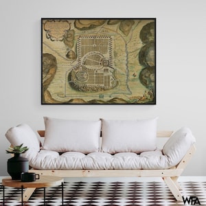Biblical Regions Map Print, Holy Land Art, Antique Map of Jerusalem, Christian Family Art Print, Church Wall Art, House Of God Print