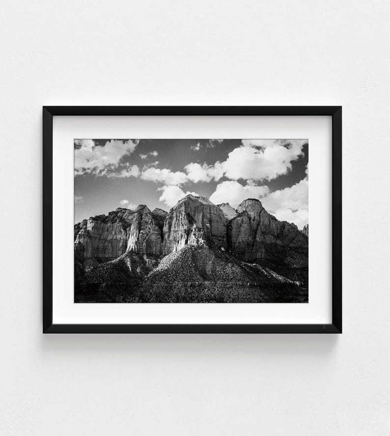 Zion National Park Photo, Black and White Canyon, Framed Wall Art image 4