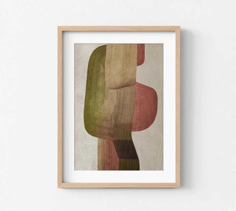 Abstract Shapes Art Print: Earthy Tones - Ready to Hang Frame Options ...