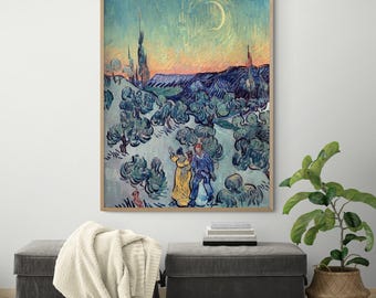 Van Gogh The Stroll Print, Hiking Art, Nature Scenery