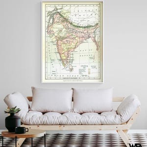 India 1857 - Gardiner 1902, Hindu Map Print, Antique Map Of India, Rustic Farmhouse Style Bathroom Wall Art Idea, Asian Map Poster