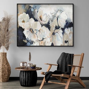 Flower Varity 2 by Design Fabrikken, White Floral First Anniversary Gift Idea, Paper Anniversary Gift, Floral Painting Print