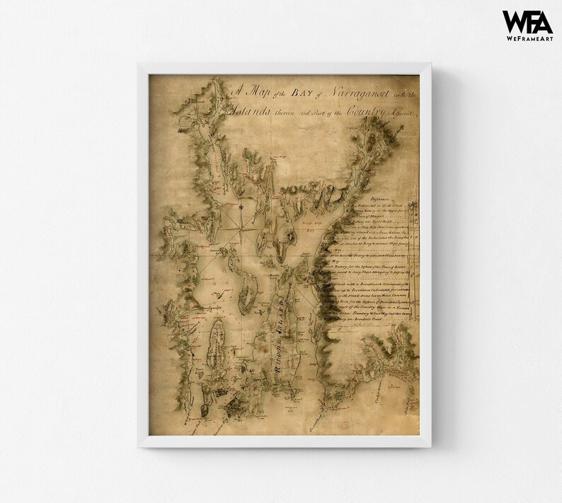 Narragansett Bay 1777 Antique Rhode Island Map Print image 8