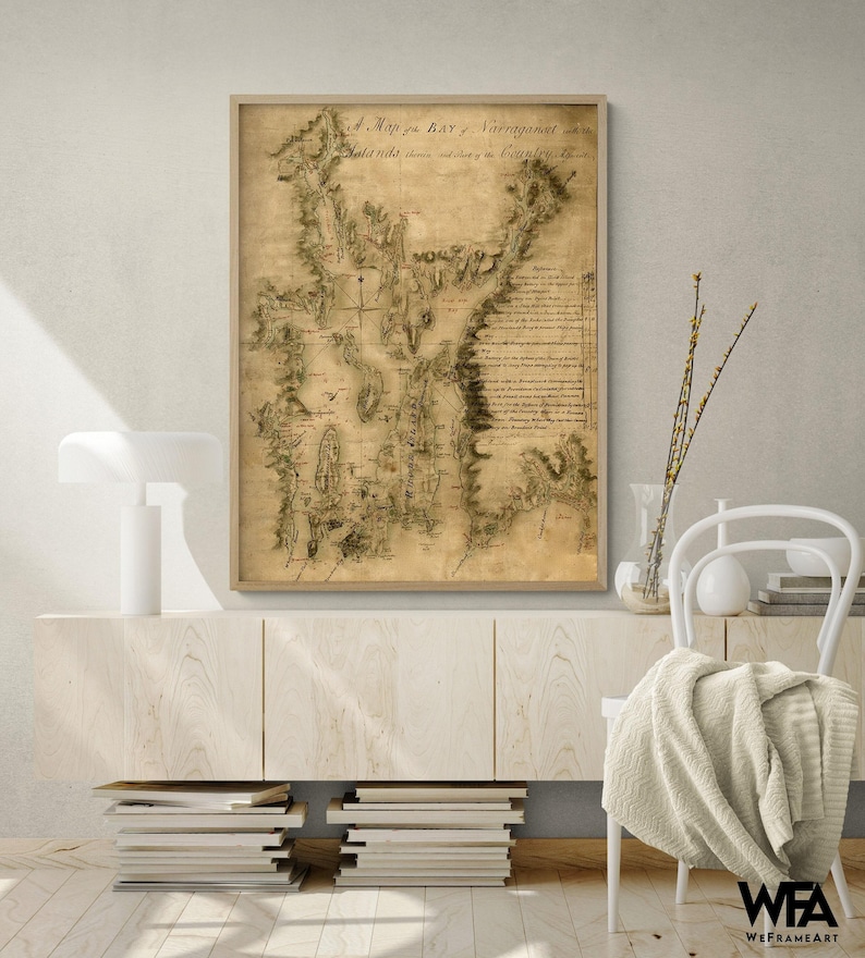 Narragansett Bay 1777 Antique Rhode Island Map Print image 1