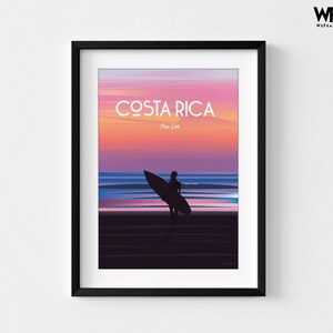 Costa Rica Travel Poster Print, Surfer Wall Art, Framed immagine 8