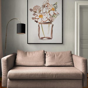 Golden One I by Annie Warren, Flowers In Jar Painting Print, Framed Orange Flowers Print, Floral Painting Print, Gift for Girlfriend