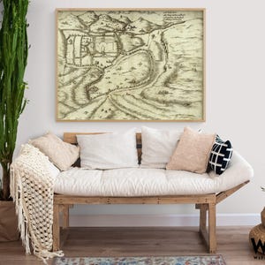 Antique Map of Jerusalem, Holy Land Map, Biblical Regions Map Print, Old Map Decor, Bible Art Print, Christian House Decor, Framed Wall Art