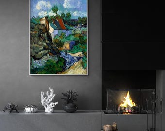 Van Gogh Houses at Auvers Painting Print, Framed Art