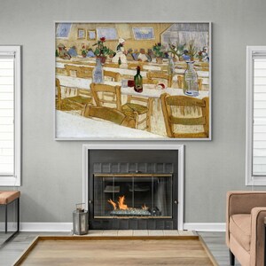 Framed Restaurant Wall Art, Cafe Interior Print for Dining Room or Bistro Decor, Van Gogh Inspired Artwork, Food Lover Gift